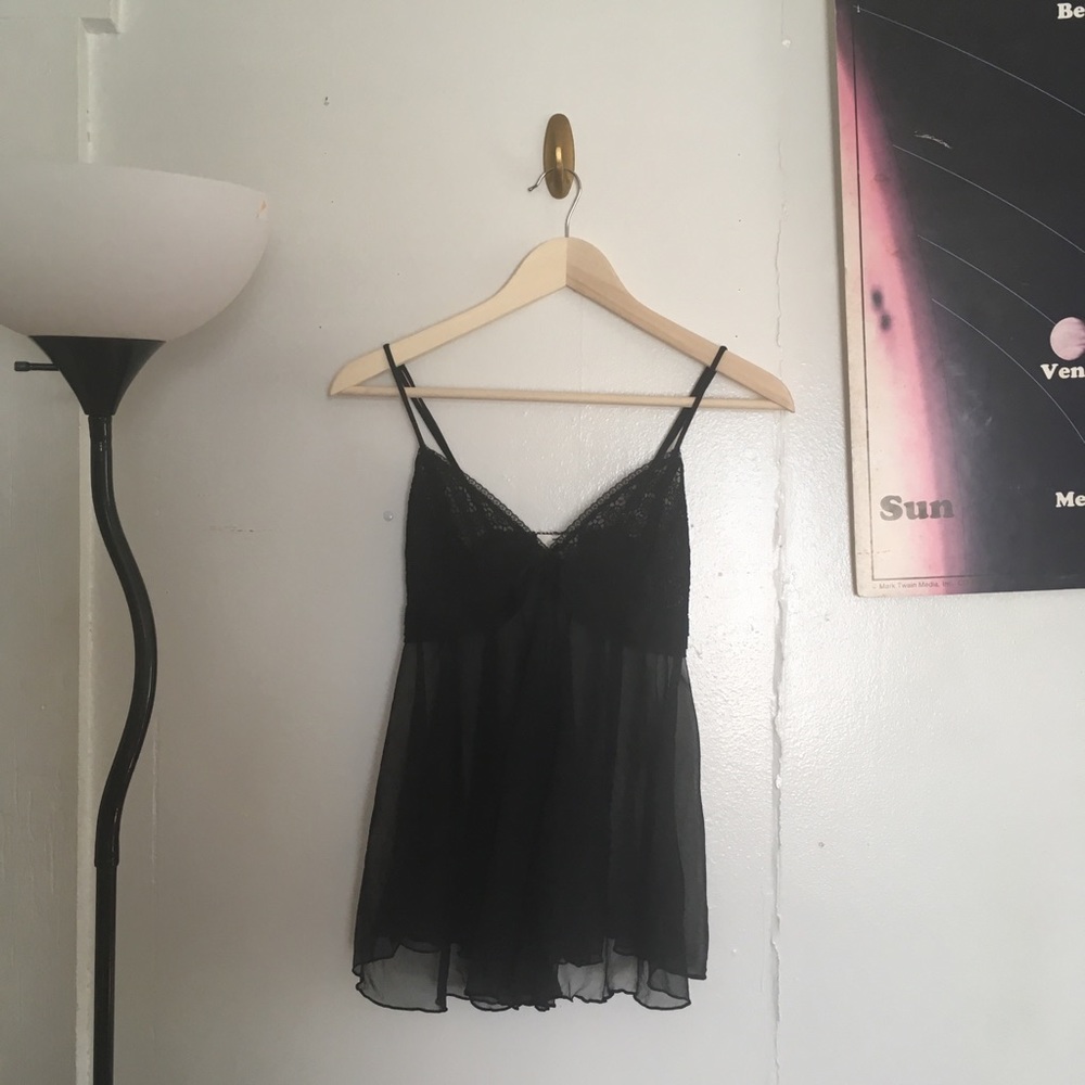 mesh/tulle long cami top